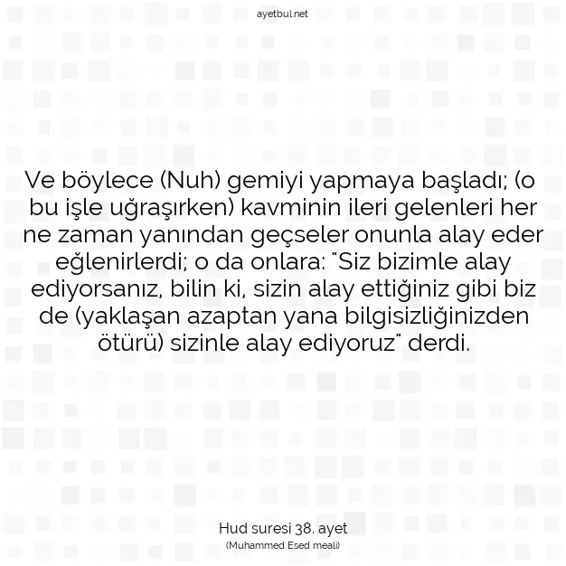 Ayetbul | Kuran Mealleri | Quran | Hud suresi 38. ayet