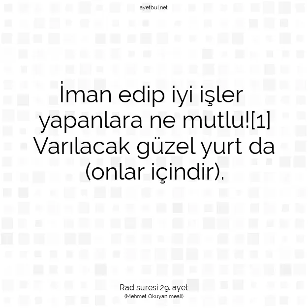 Ayetbul | Kuran Mealleri | Quran | Rad suresi 29. ayet