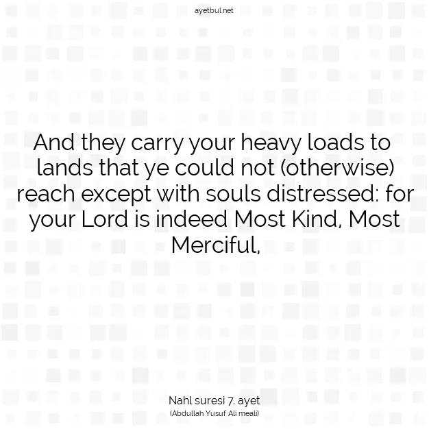 Ayetbul | Kuran Mealleri | Quran | Nahl suresi 7. ayet