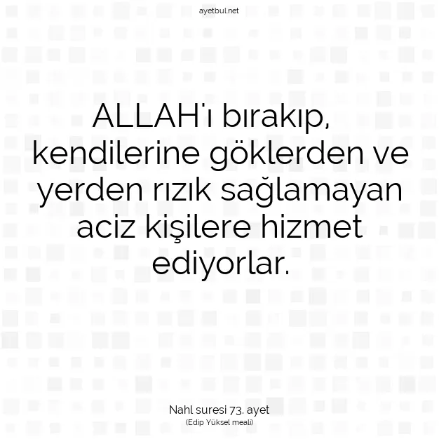 Ayetbul | Kuran Mealleri | Quran | Nahl suresi 73. ayet