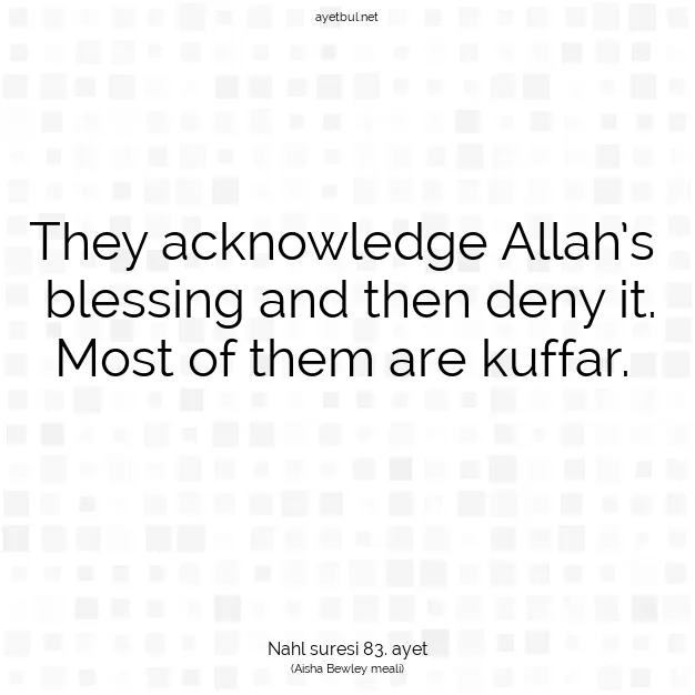 Ayetbul | Kuran Mealleri | Quran | Nahl suresi 83. ayet