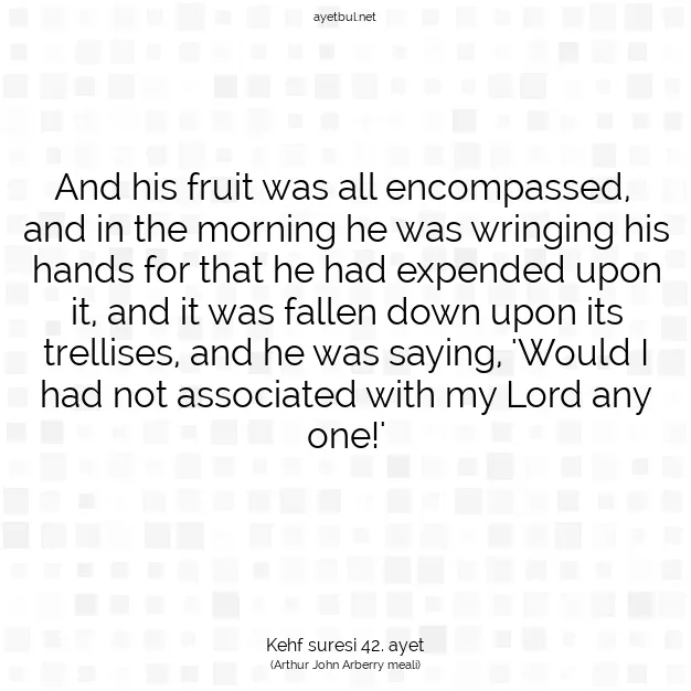 Ayetbul | Kuran Mealleri | Quran | Kehf suresi 42. ayet
