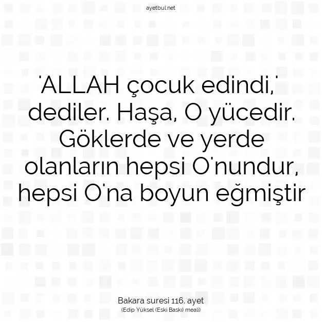 Ayetbul | Kuran Mealleri | Quran | Bakara suresi 116. ayet