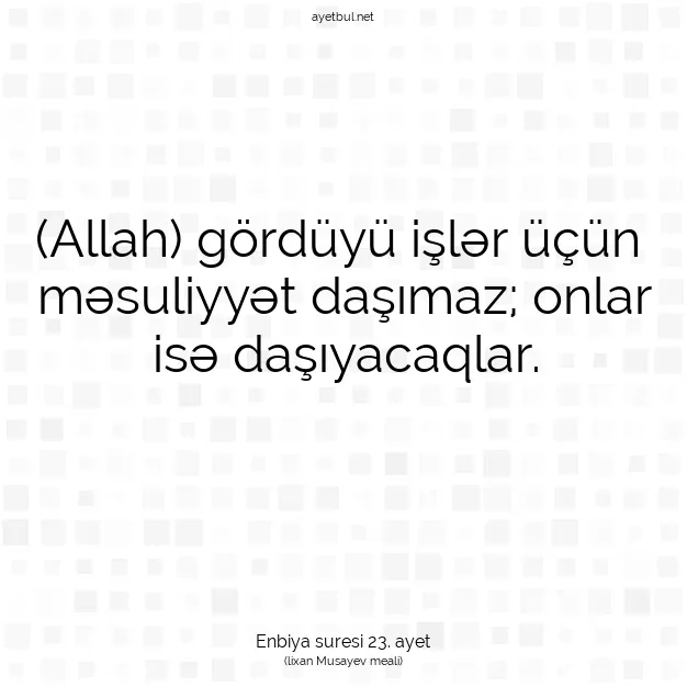 Ayetbul | Kuran Mealleri | Quran | Enbiya suresi 23. ayet