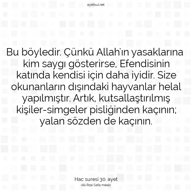 Ayetbul | Kuran Mealleri | Quran | Hac suresi 30. ayet