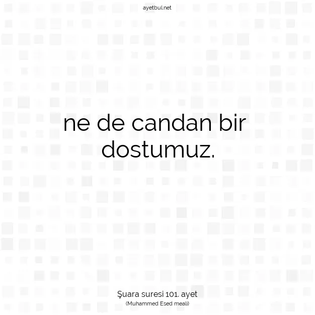 Ayetbul | Kuran Mealleri | Quran | Şuara suresi 101. ayet