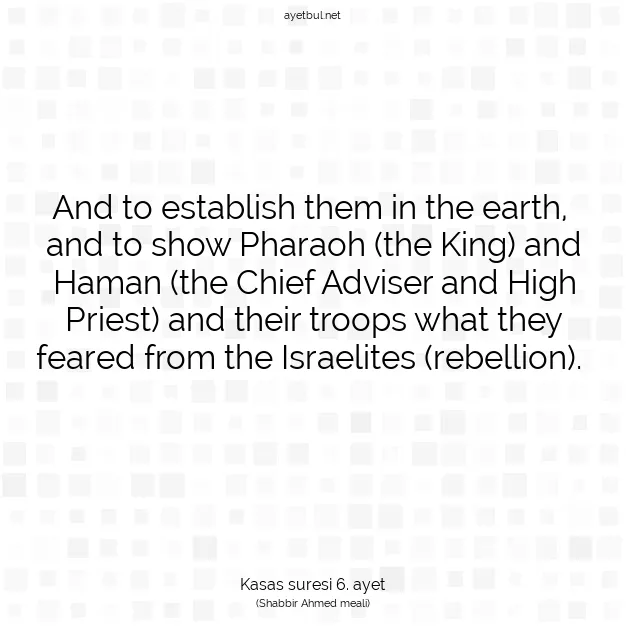 Ayetbul | Kuran Mealleri | Quran | Kasas suresi 6. ayet