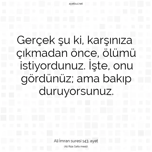 Ayetbul | Kuran Mealleri | Quran | Ali İmran suresi 143. ayet