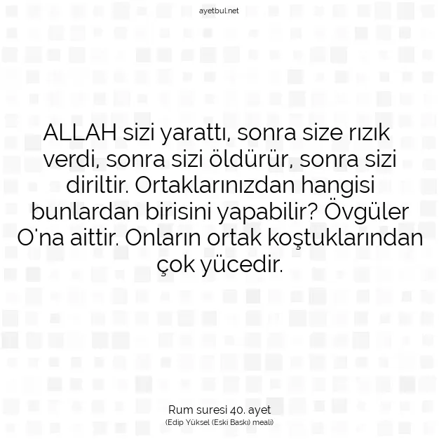 Ayetbul | Kuran Mealleri | Quran | Rum suresi 40. ayet