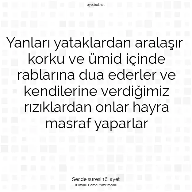 Ayetbul | Kuran Mealleri | Quran | Secde suresi 16. ayet