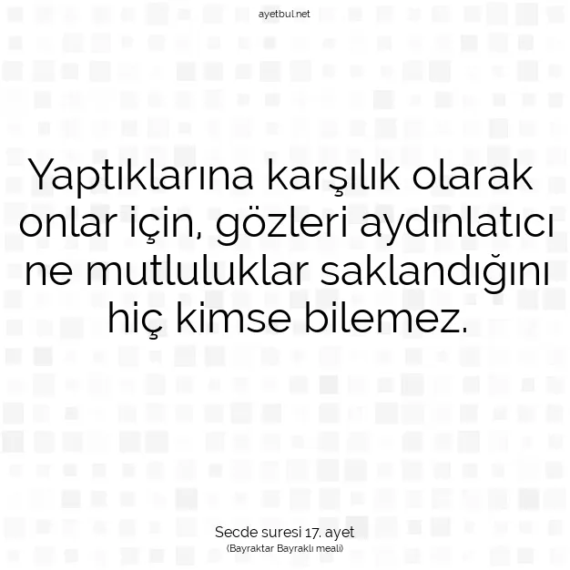 Ayetbul | Kuran Mealleri | Quran | Secde suresi 17. ayet