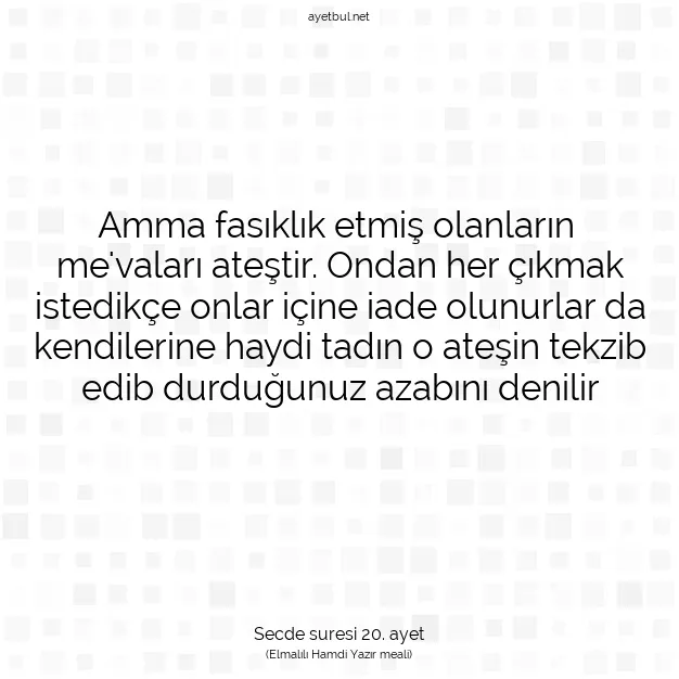Ayetbul | Kuran Mealleri | Quran | Secde suresi 20. ayet