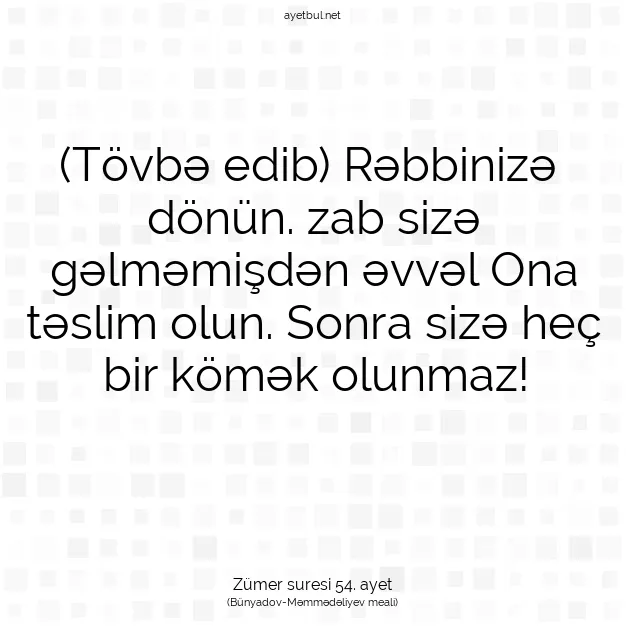 Ayetbul | Kuran Mealleri | Quran | Zümer suresi 54. ayet