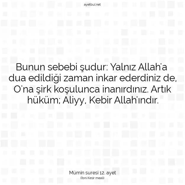 Ayetbul | Kuran Mealleri | Quran | Mümin suresi 12. ayet