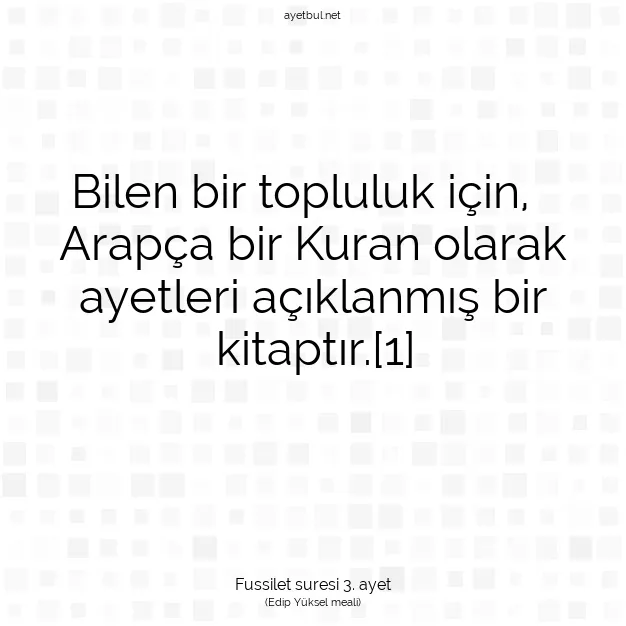 Ayetbul | Kuran Mealleri | Quran | Fussilet suresi 3. ayet