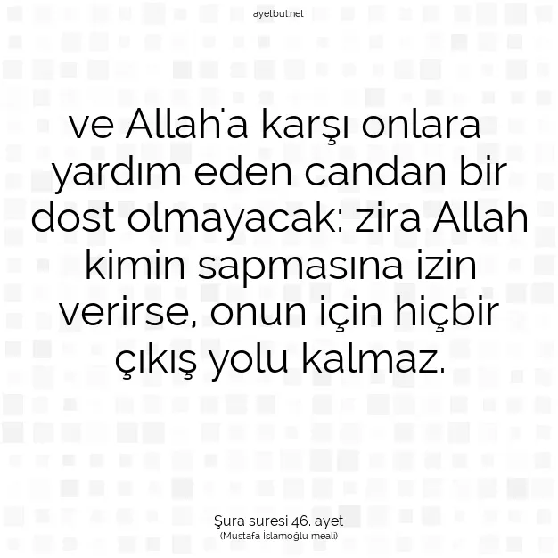 Ayetbul | Kuran Mealleri | Quran | Şura suresi 46. ayet