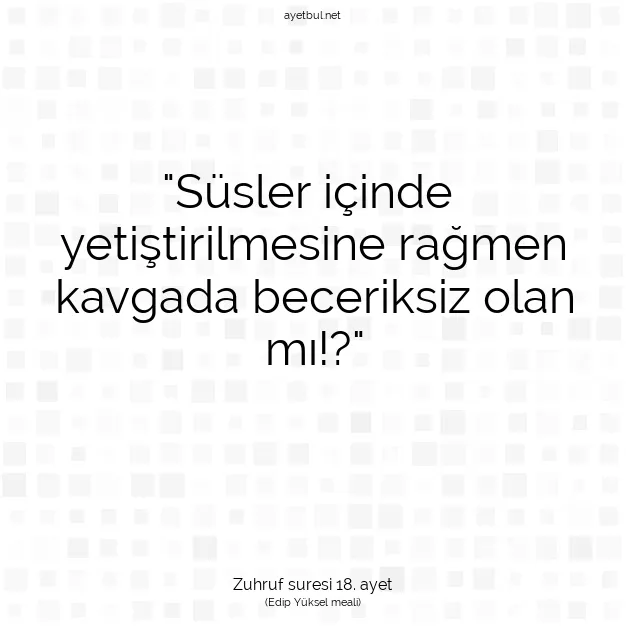 Ayetbul | Kuran Mealleri | Quran | Zuhruf suresi 18. ayet