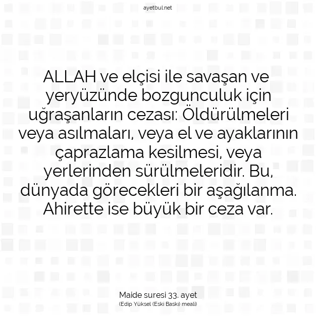 Ayetbul | Kuran Mealleri | Quran | Maide suresi 33. ayet