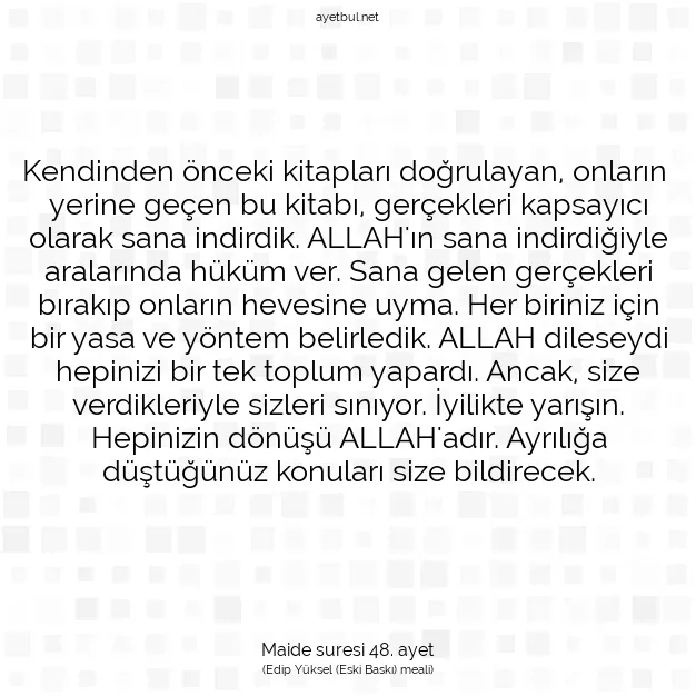 Ayetbul | Kuran Mealleri | Quran | Maide suresi 48. ayet