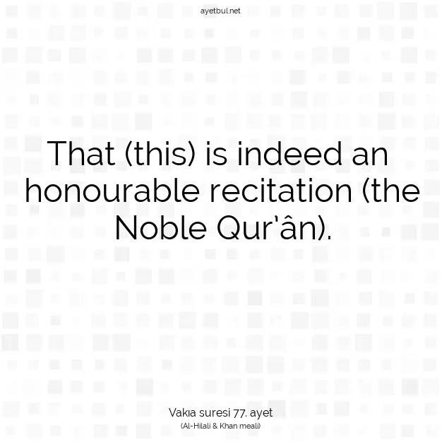 Ayetbul | Kuran Mealleri | Quran | Vakıa suresi 77. ayet