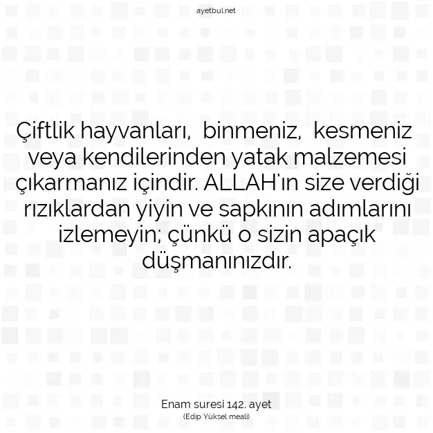 Ayetbul | Kuran Mealleri | Quran | Enam suresi 142. ayet