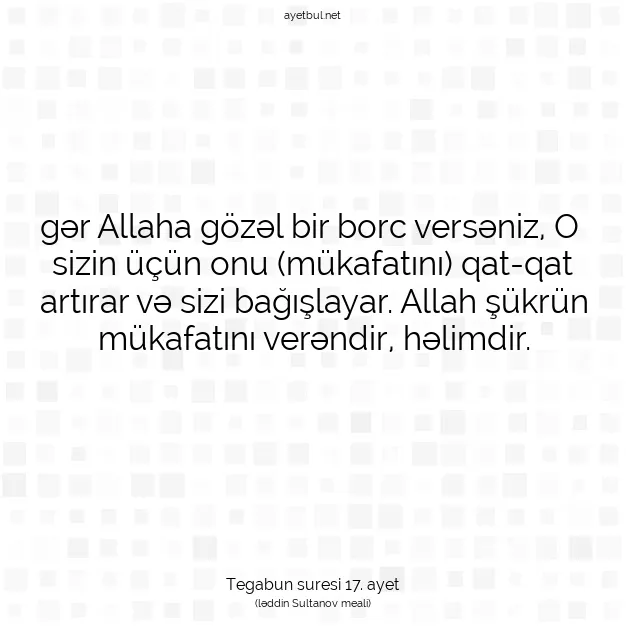 Ayetbul | Kuran Mealleri | Quran | Tegabun suresi 17. ayet