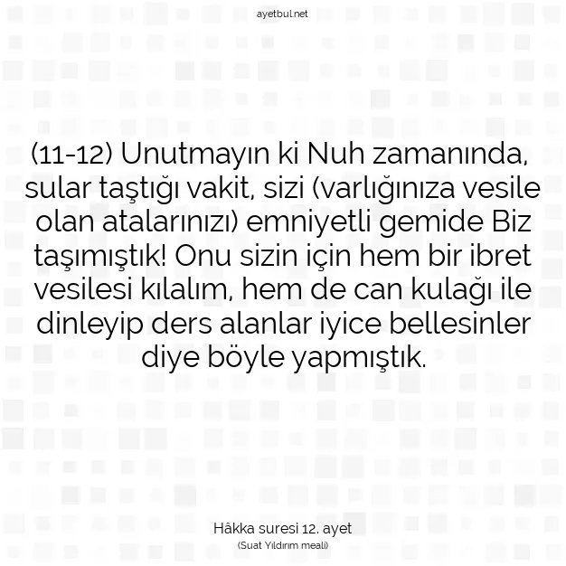 Ayetbul | Kuran Mealleri | Quran | Hâkka suresi 12. ayet