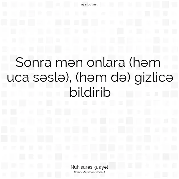 Ayetbul | Kuran Mealleri | Quran | Nuh suresi 9. ayet