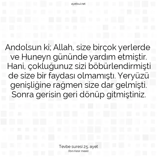Ayetbul | Kuran Mealleri | Quran | Tevbe suresi 25. ayet
