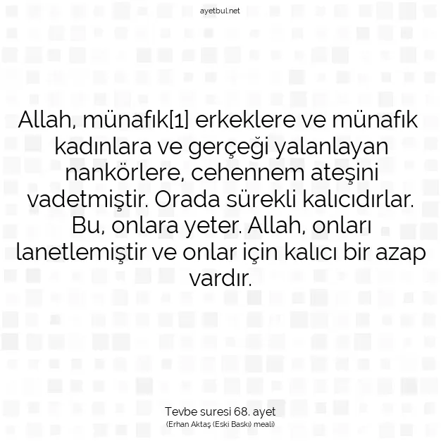 Ayetbul | Kuran Mealleri | Quran | Tevbe suresi 68. ayet