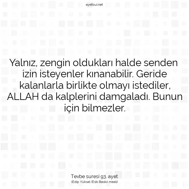 Ayetbul | Kuran Mealleri | Quran | Tevbe suresi 93. ayet