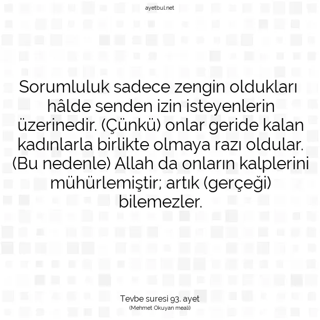 Ayetbul | Kuran Mealleri | Quran | Tevbe suresi 93. ayet